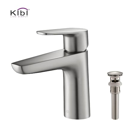 Kibi Harmony Single Handle Bathroom Vanity Sink Faucet with Pop Up Drain C-KBF1011BN-KPW100BN